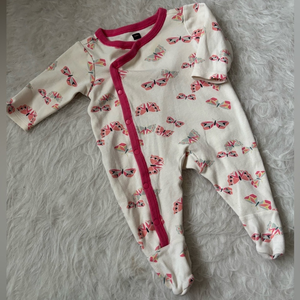 Tea Collection Origami Butterfly Pink Baby Footie